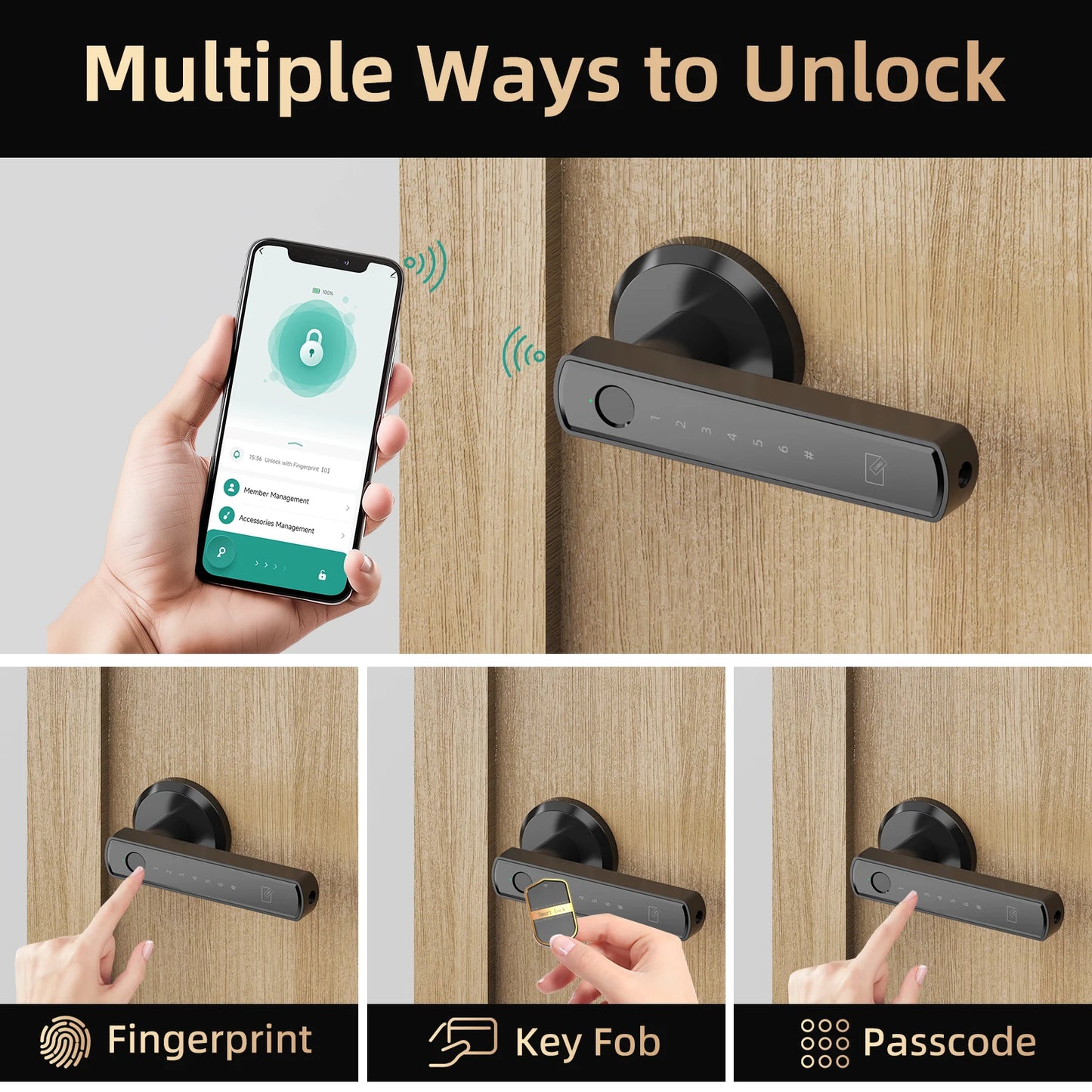 Viladepot Biometric Smart Lock With Fingerprint And Bluetooth App Control
