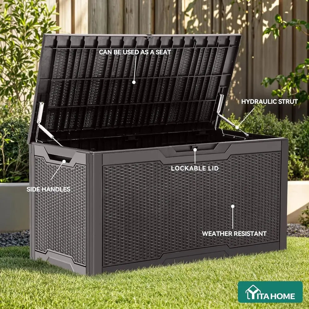 Weatherproof Deck Storage Box With Lock For Outdoor Use