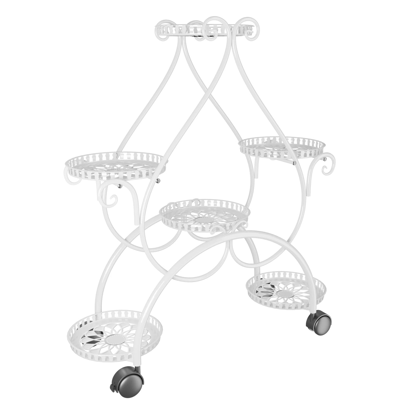 Wisfor 6-Tier Metal Flower Pot Display Stand With Rolling Wheels