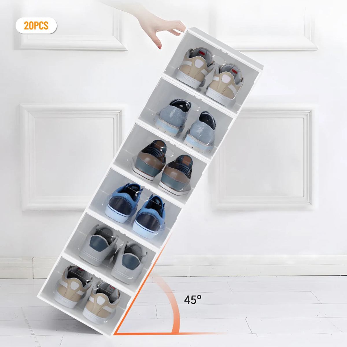 Stackable Foldable Plastic Shoe Storage Box For Home Organization