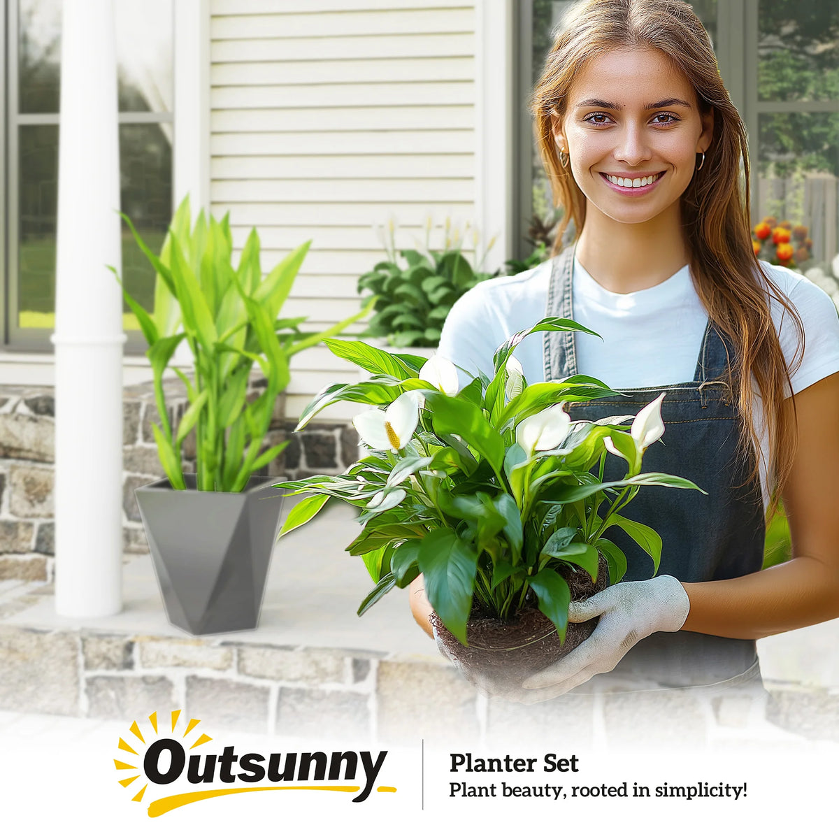 Stackable Outdoor Planters With Drainage Holes For Home Garden Decor
