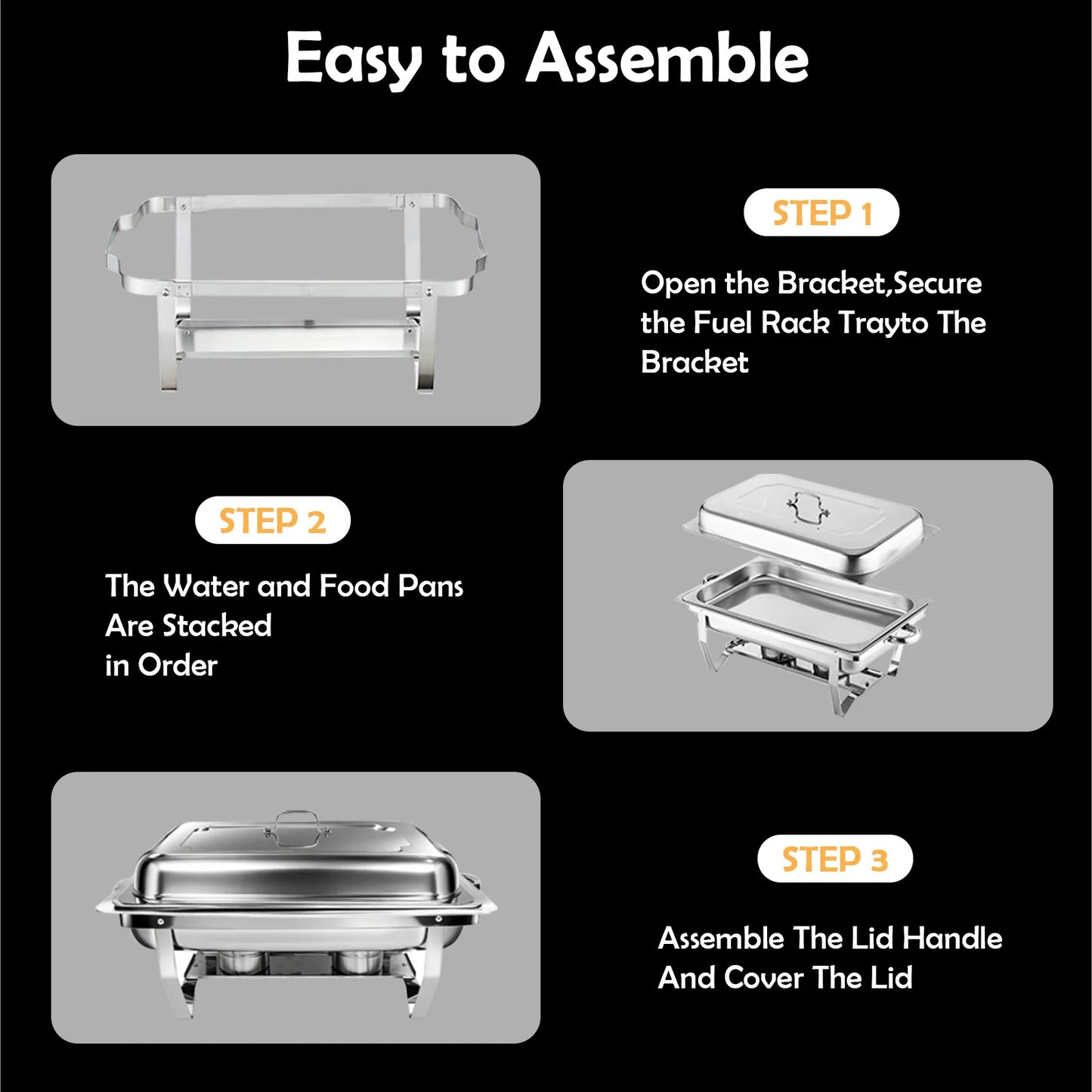 Stainless Steel Chafer Chafing Dish Buffet Set With Food Pan