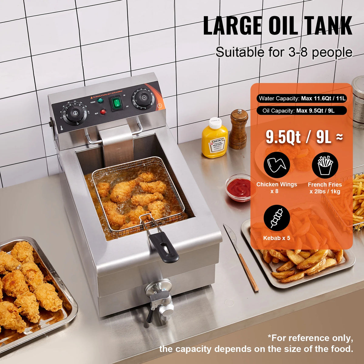SucceBuy Commercial Electric Deep Fryer With Stainless Steel Basket