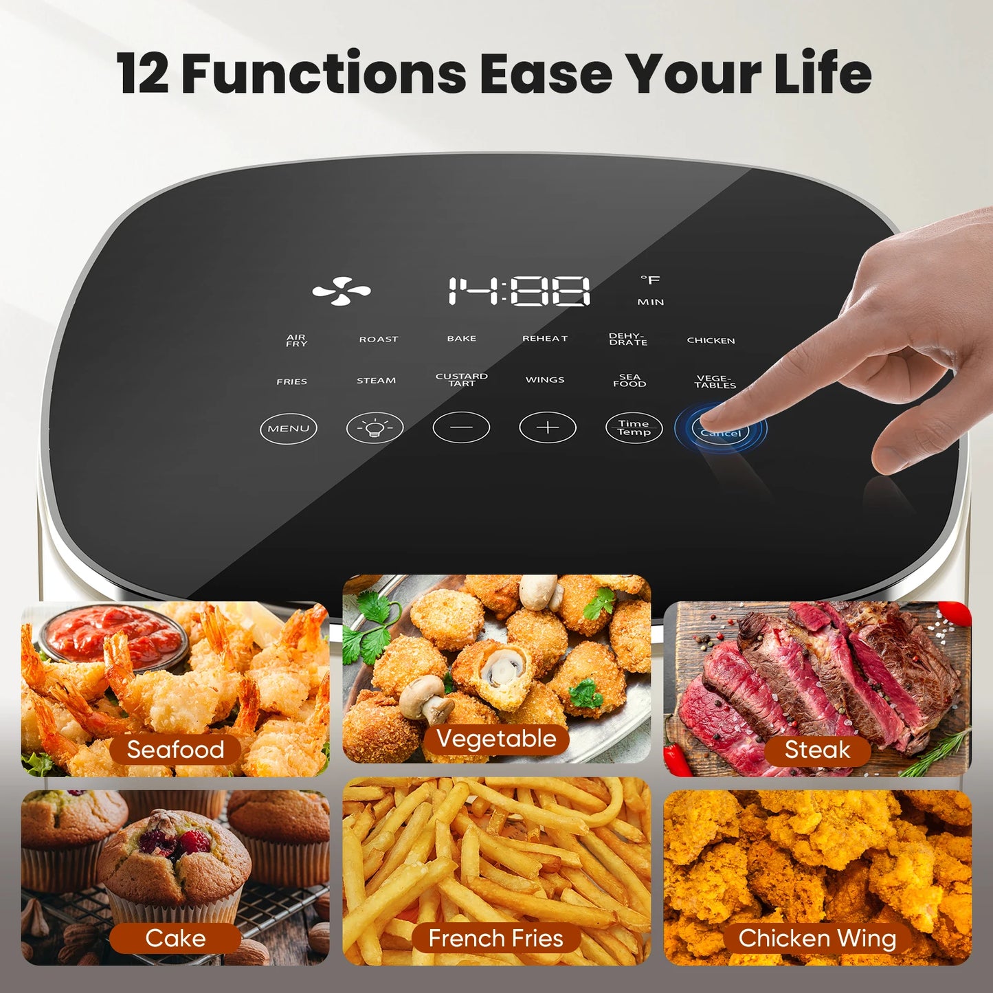 JHK Electric Air Fryer With Window 12 In 1 Functions