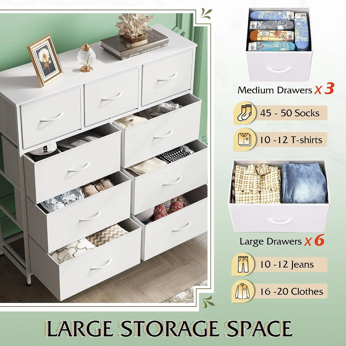 Premium Fabric Storage Cabinet With Steel Frame For Home Space