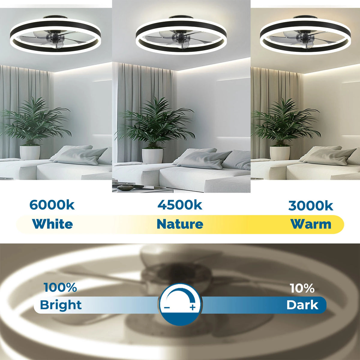 Orison Modern Low Profile Ceiling Fan With Remote Control