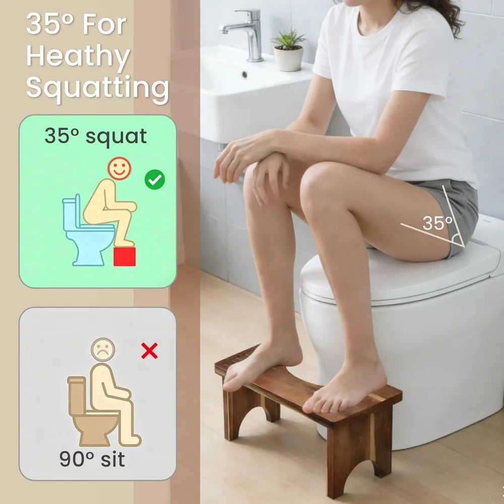 XIUWO Acacia Wood Foldable Squat Stool For Adults Non Slip