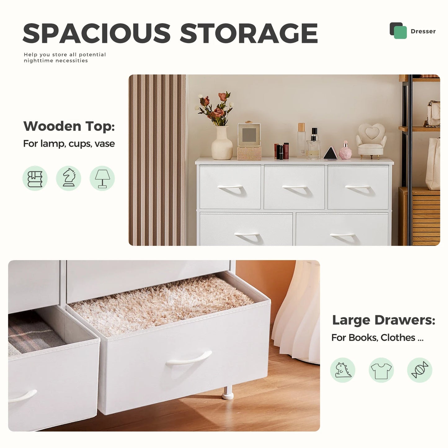 JHK Wardrobe Cabinet With Fabric Drawers Storage Chest Bedroom