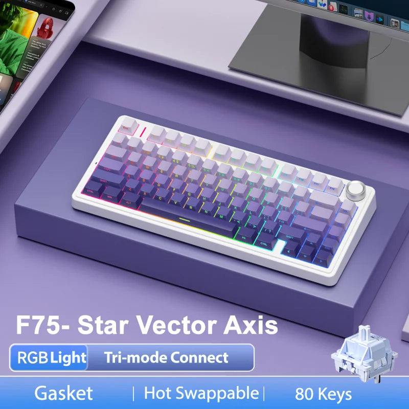 AULA F75 Wireless Bluetooth Mechanical Keyboard With RGB Backlight