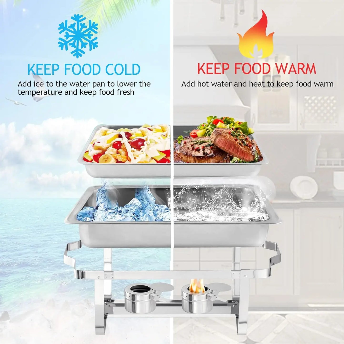 Stainless Steel Chafer Chafing Dish Buffet Set With Food Pan