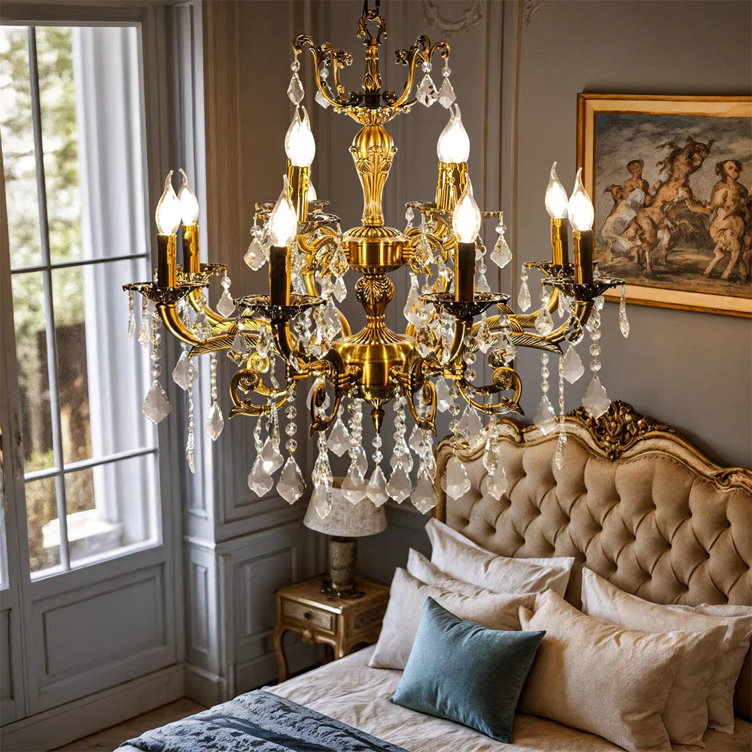 Vrygle Antique Bronze LED Candle Pendant Light Fixture Six Bulbs