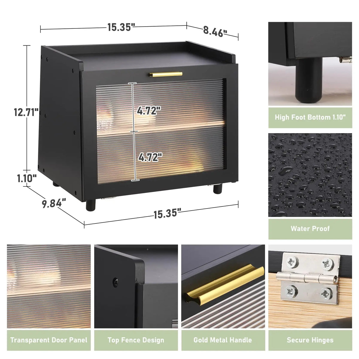 Studyset Double Layer Bamboo Bread Box for Kitchen Counter
