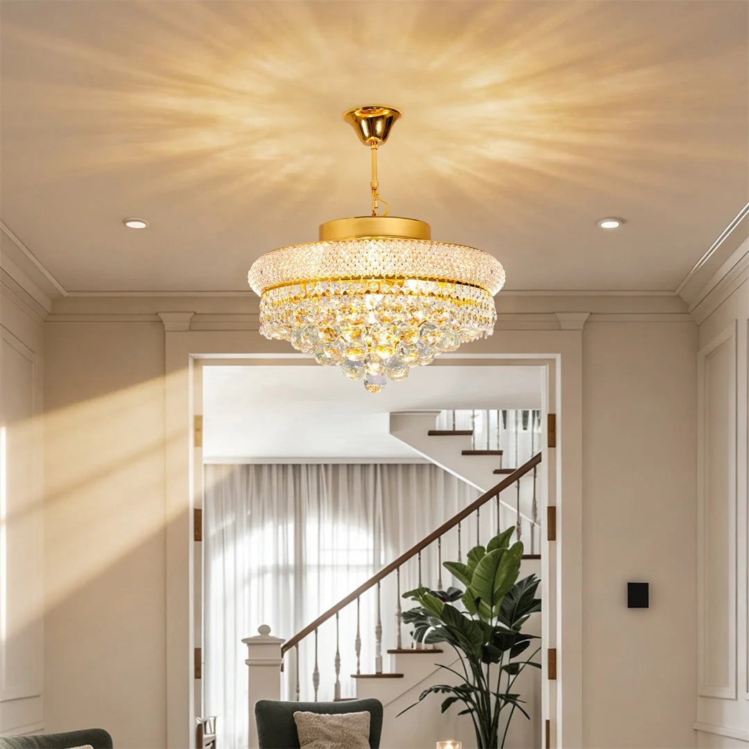 Vrygle Gold Crystal Chandelier Pendant Light With Adjustable Chain