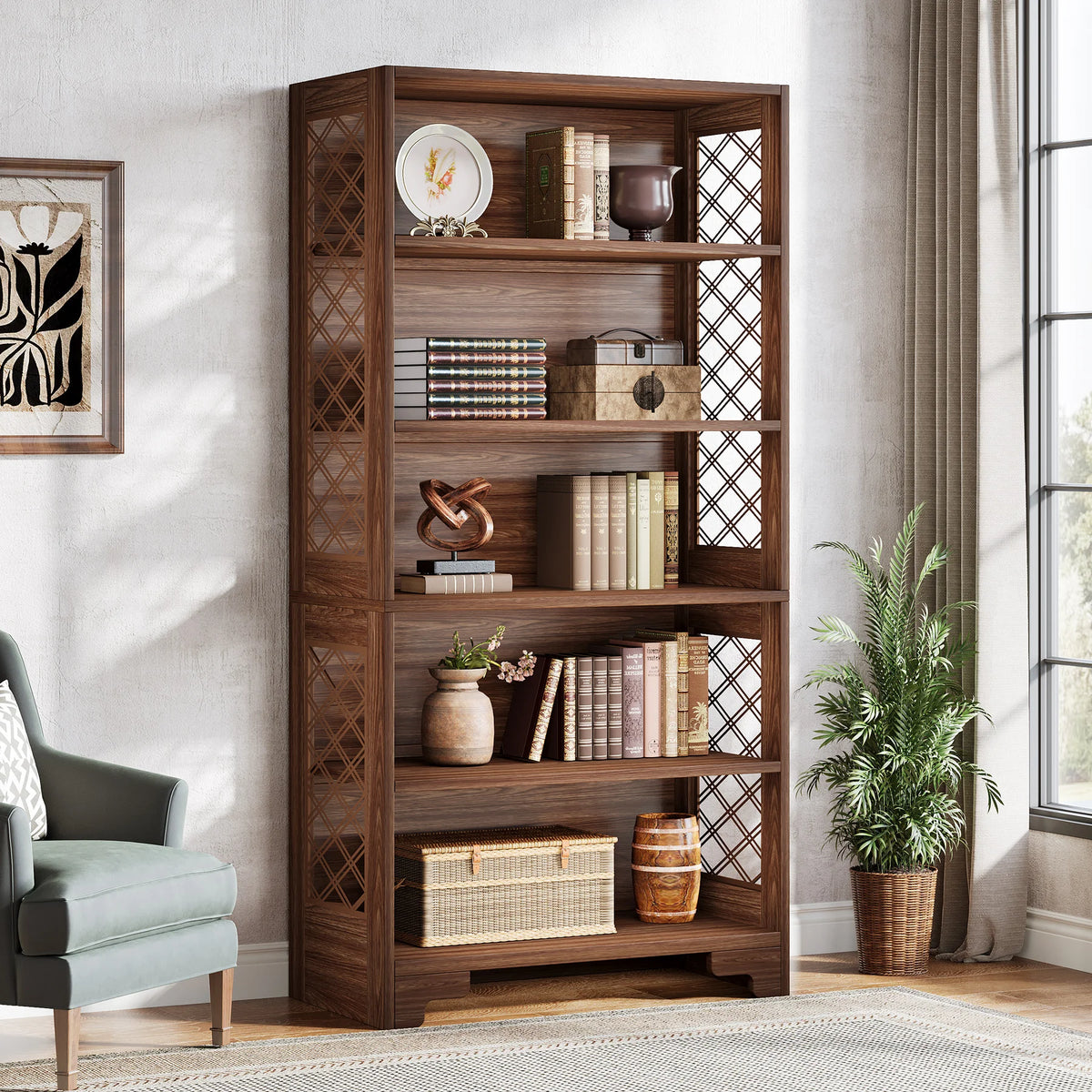 Tribesigns Modern Wooden Bookshelf For Home Office Display Storage