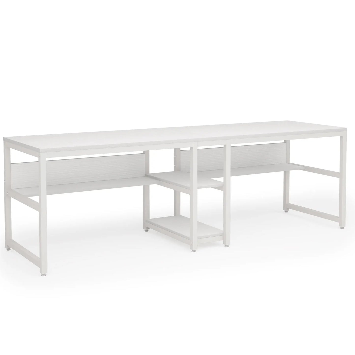 Tribesigns Two Person Desk With Bookshelf Rustic Office Computer Desk