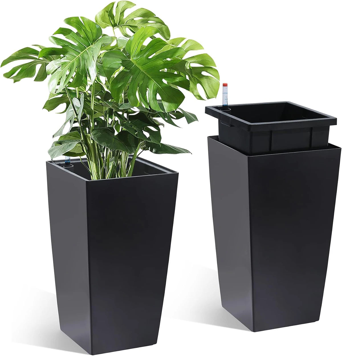 Twister.Ck Rectangular Planters With Drainage Water Monitor For Indoor Outdoor