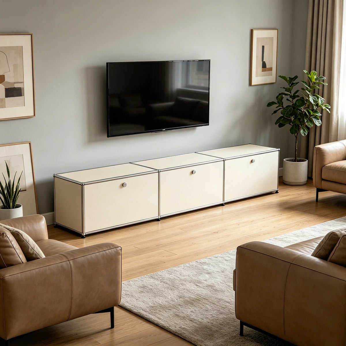 Modern Stainless Steel Media Console Cabinet With Storage