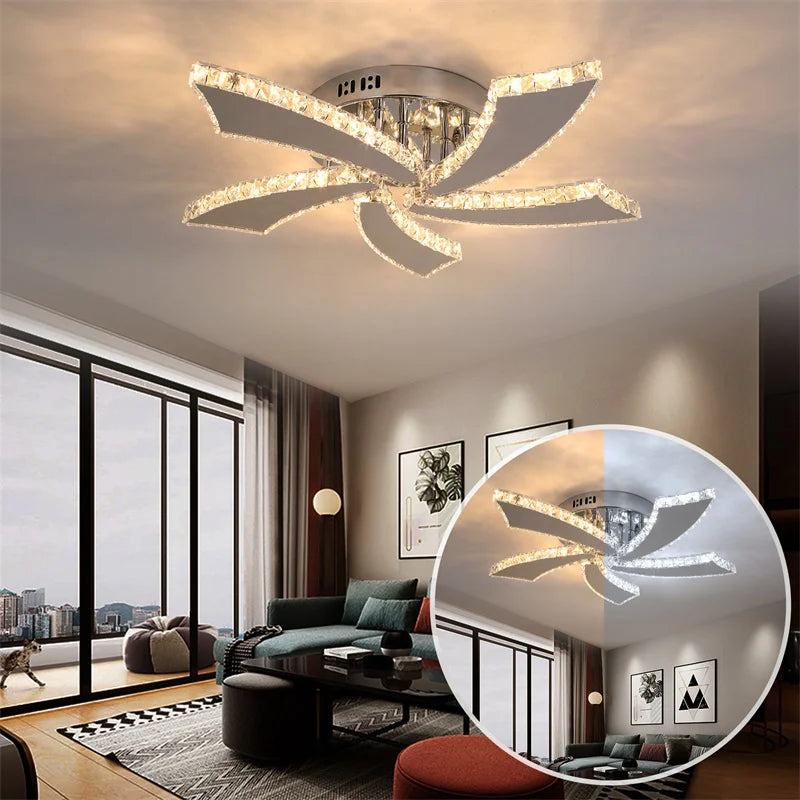 VETRULUS Modern Crystal LED Ceiling Fan With Remote Control