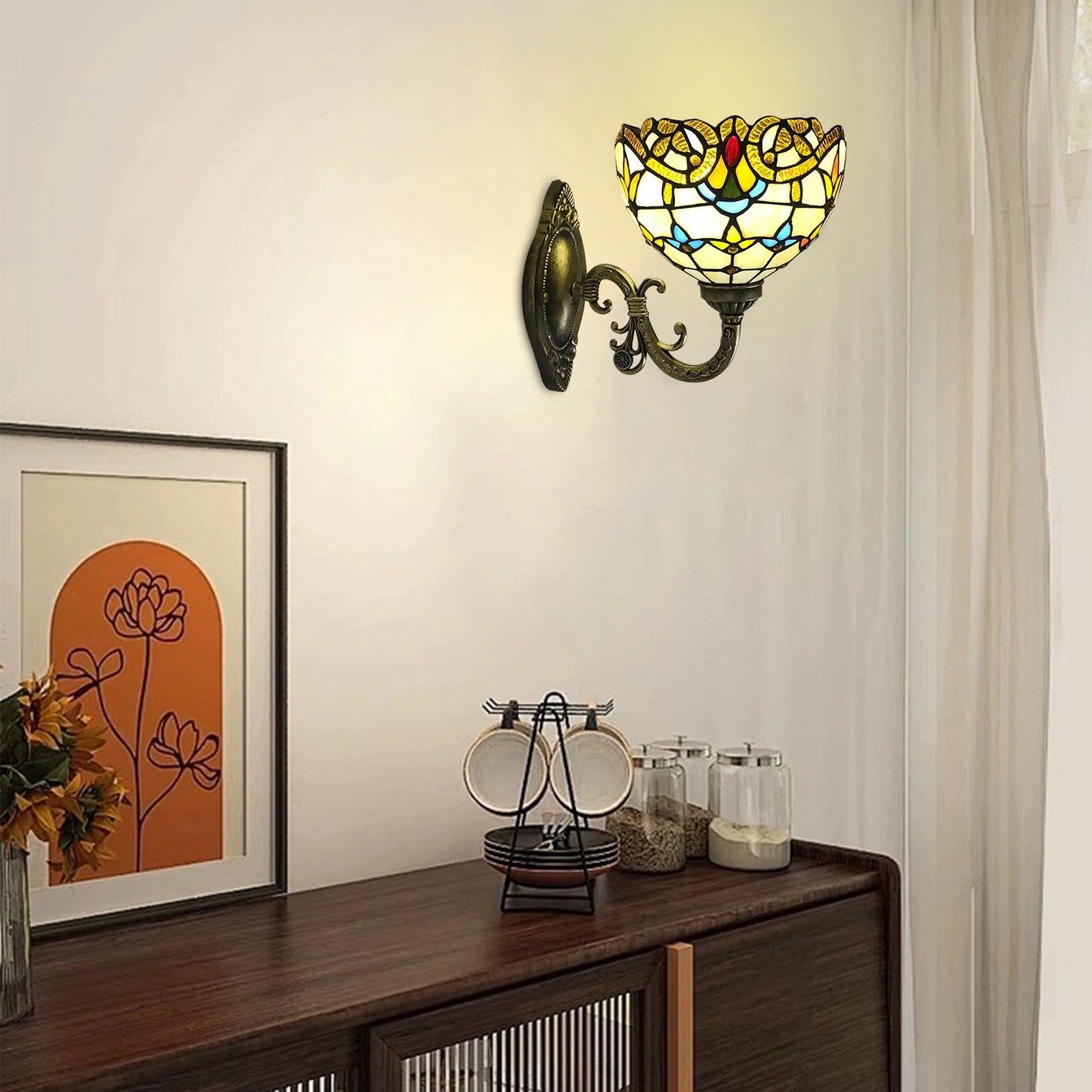 Tiffany Style Vintage Dome Wall Lamp For Living Room