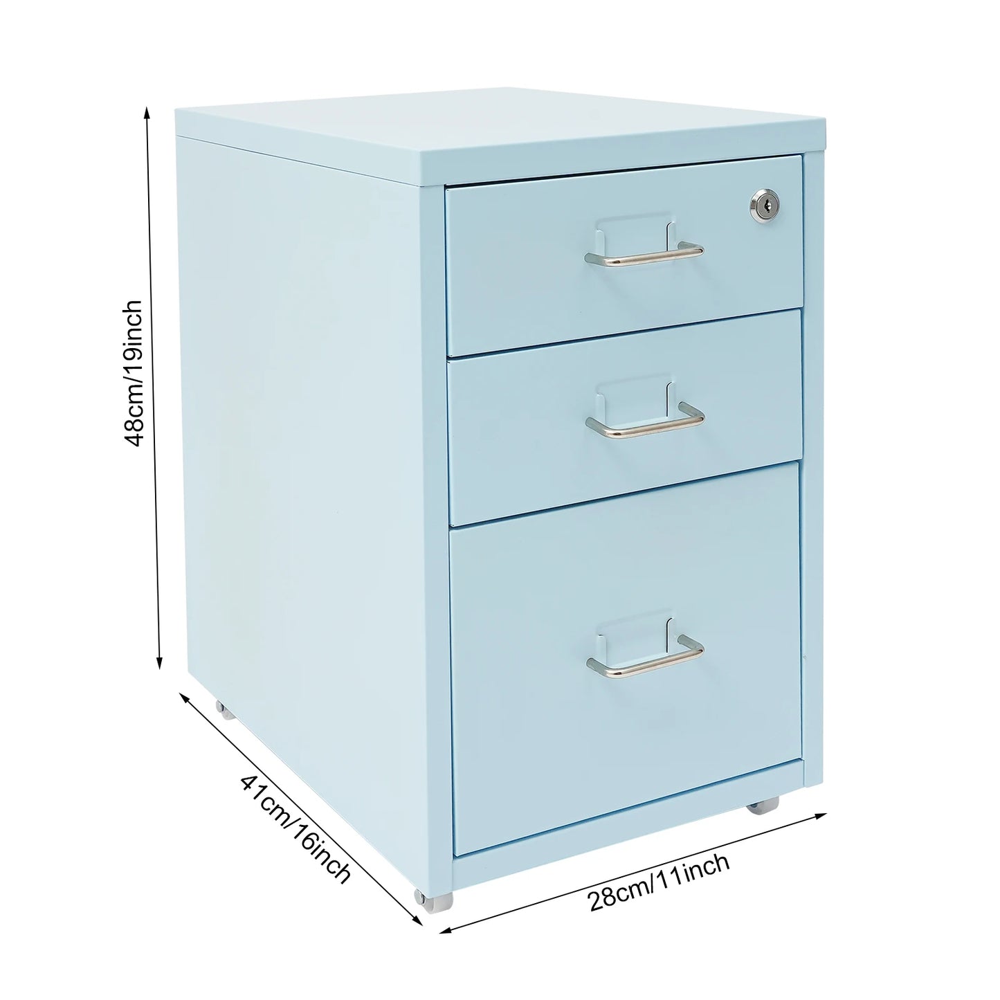 Bymaocar 3 Tier Vertical Metal File Cabinet With Lock Mobile