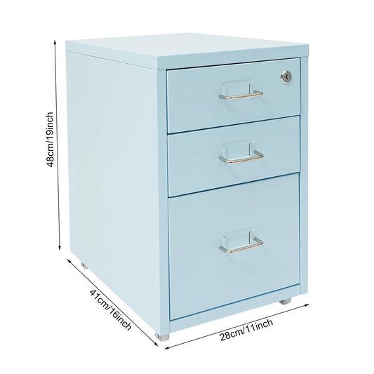 Bymaocar 3 Tier Vertical Metal File Cabinet With Lock Mobile