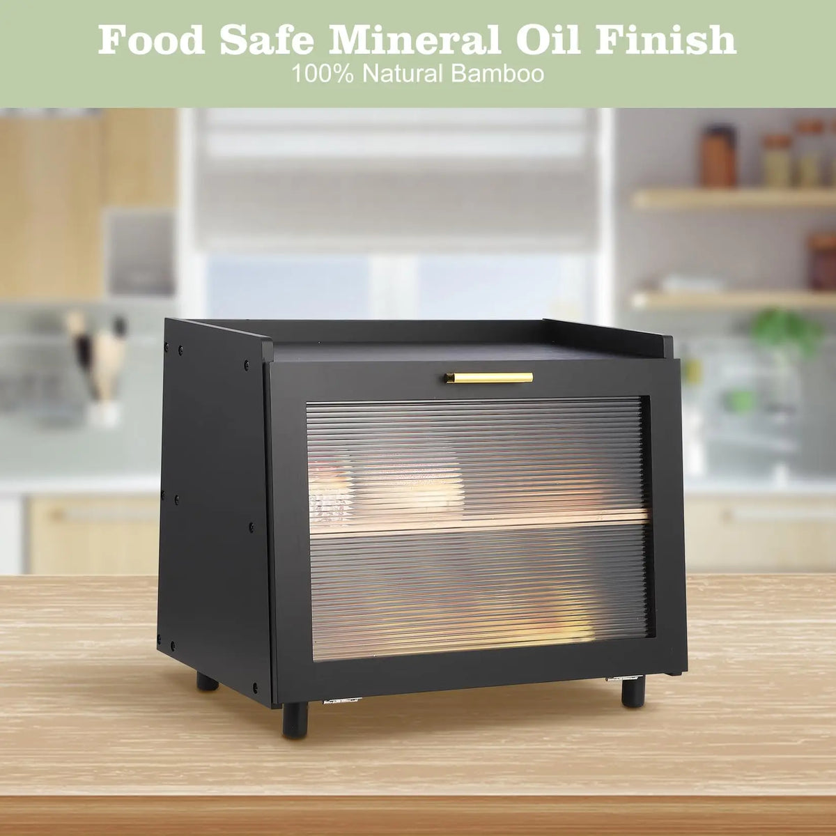 Studyset Double Layer Bamboo Bread Box for Kitchen Counter