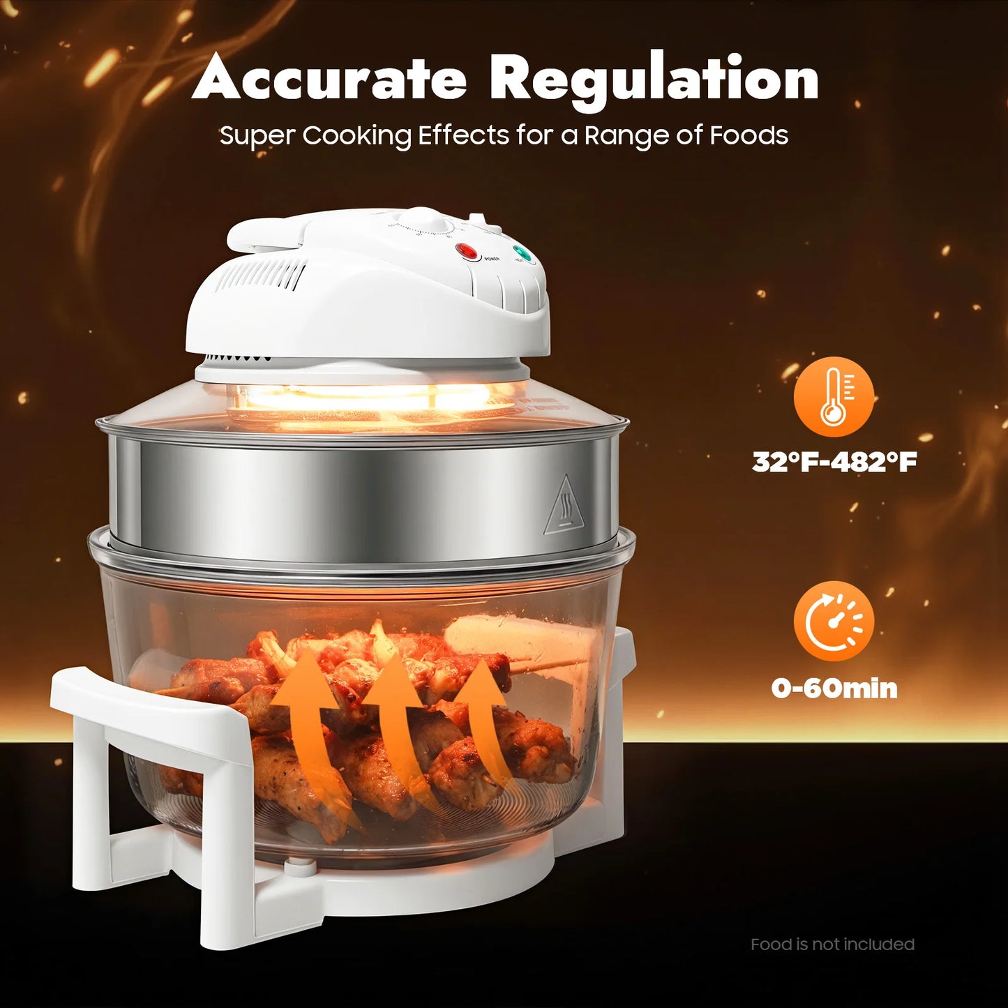 Visual Air Fryer 1200-1400W 360 Degree Hot Air Circulation