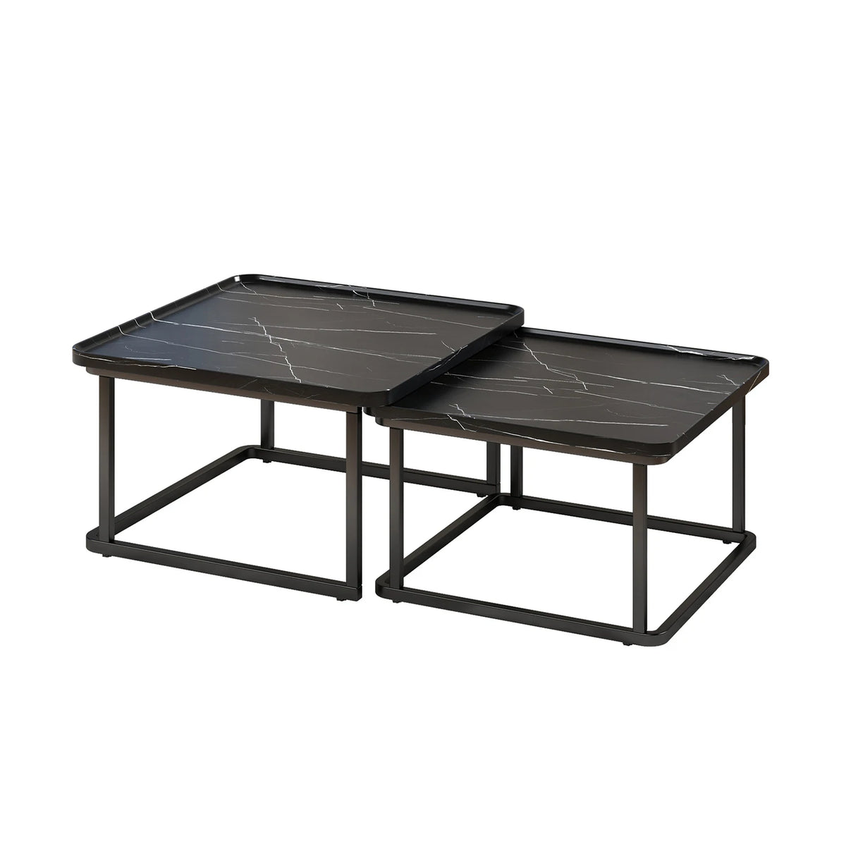 Himiss Fluted Square Nesting Coffee Side Table Set Of Two