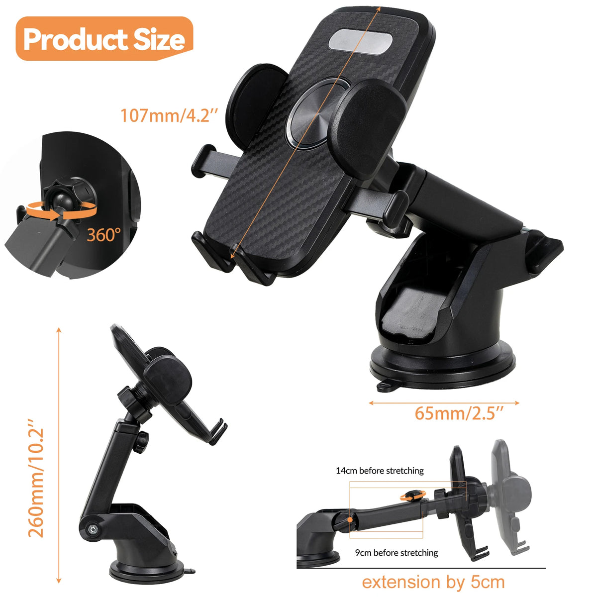 Xukey Gravity Auto Lock Car Phone Holder Dashboard Mount