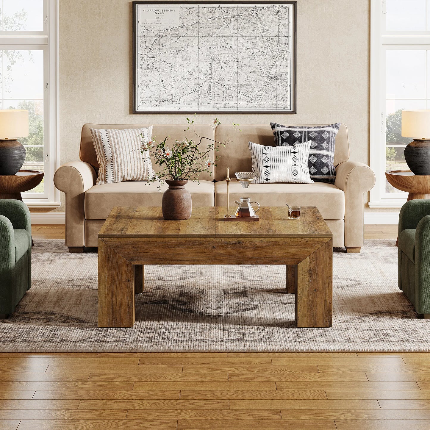 Tribesigns Square Coffee Table With Sturdy Wooden Legs
