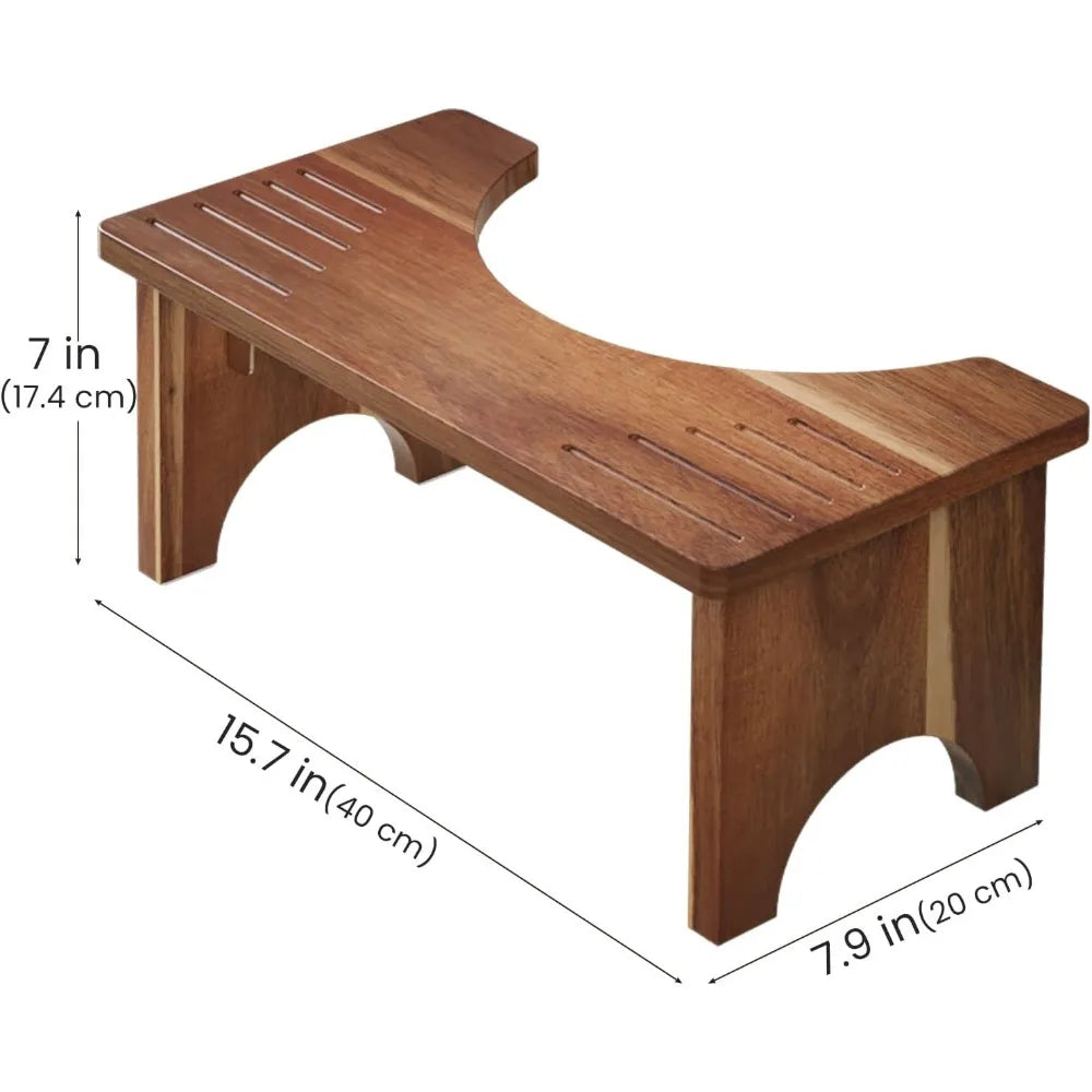 XIUWO Acacia Wood Foldable Squat Stool For Adults Non Slip