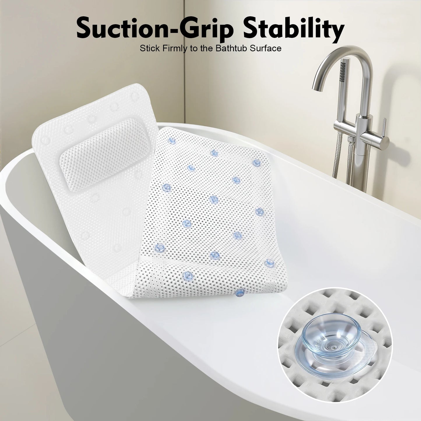 Bathtub Mat With Pillow PVC Bath Cushion, Lightweight And Breathable
