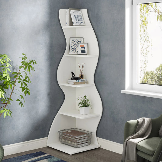 Tribesigns 5 Tier Corner Shelf Modern Wall Bookcase Storage Rack