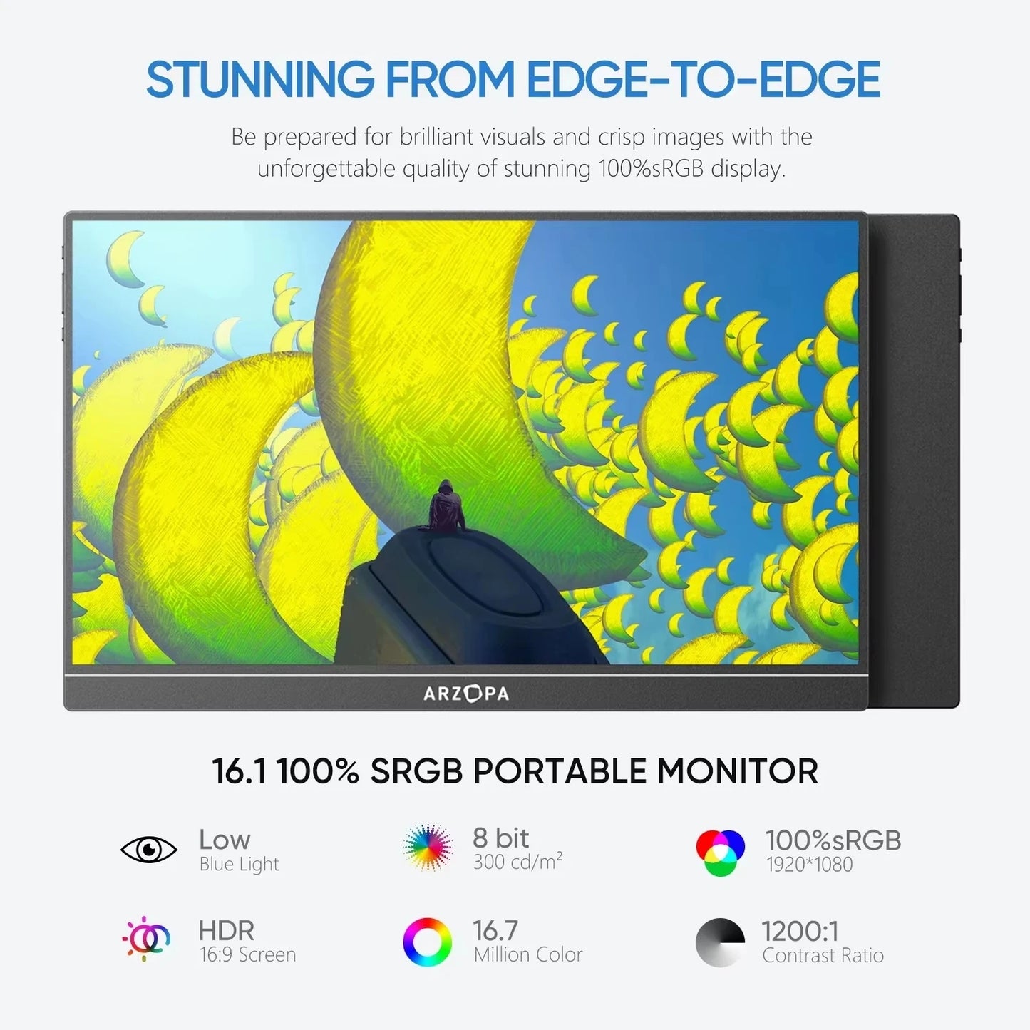 Arzopa Z1C 1080P Portable Monitor 100% sRGB For Mac PC