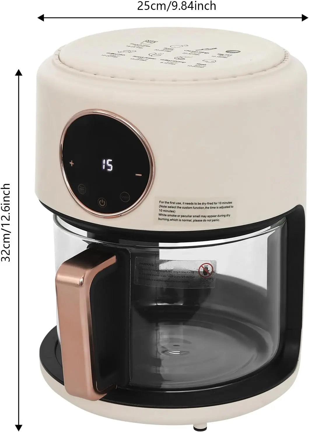 Compact Glass Air Fryer With Eight Smart Cooking Presets