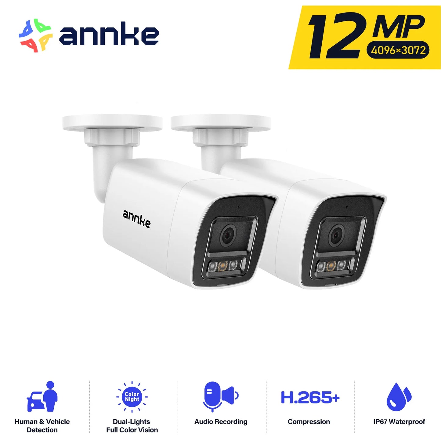 ANNKE 12MP Outdoor PoE Security Camera With Dual Light Night Vision