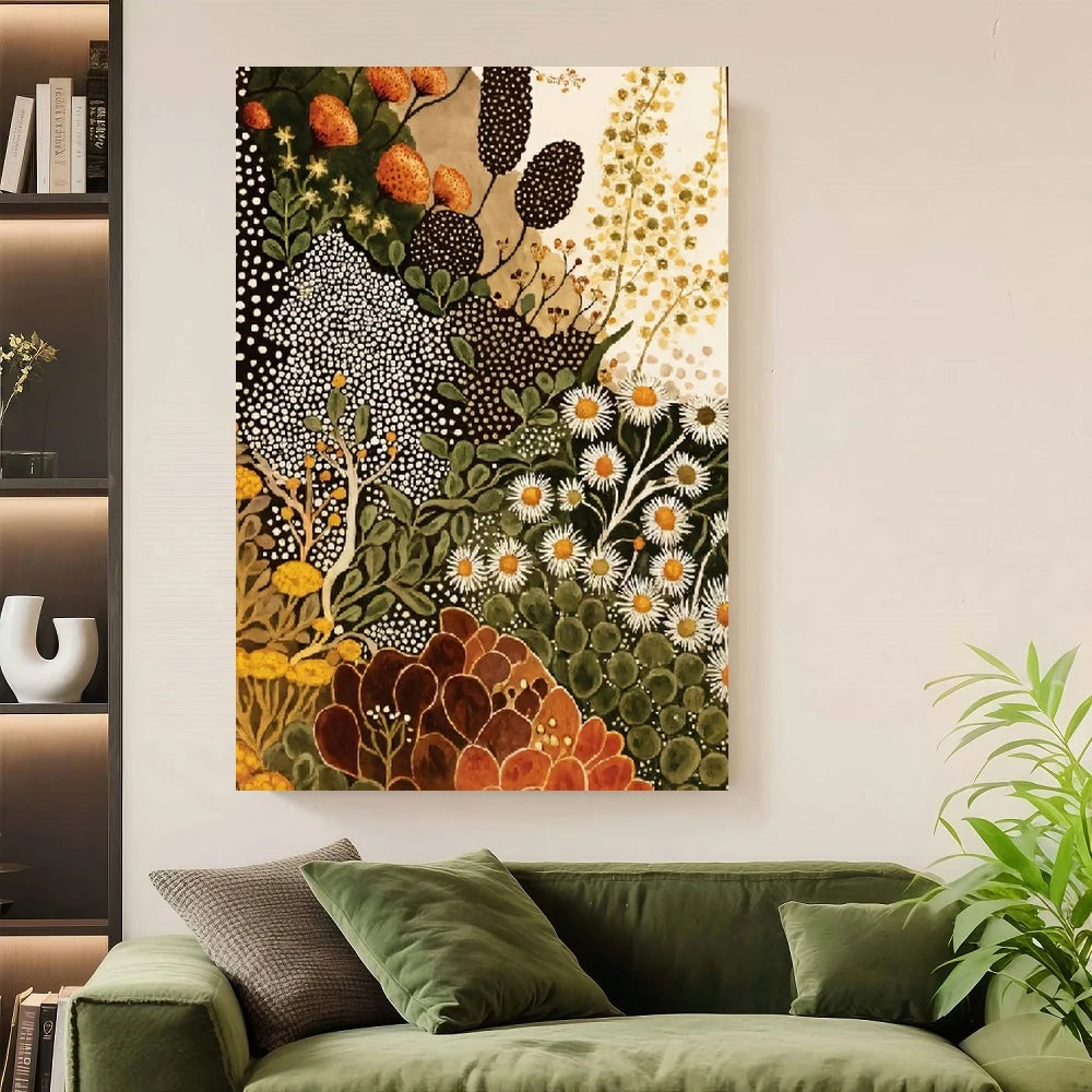 Framed Modern Abstract Botanical Wall Art Canvas Painting