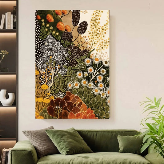 Framed Modern Abstract Botanical Wall Art Canvas Painting