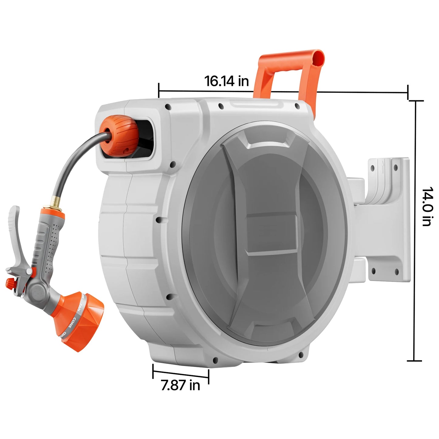 SucceBuy Retractable Garden Hose Reel Wall Mounted With 9-Pattern Nozzle