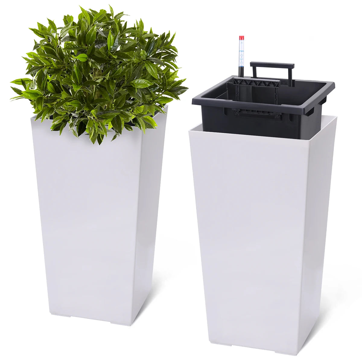 Twister.Ck Rectangular Planters With Drainage Water Monitor For Indoor Outdoor