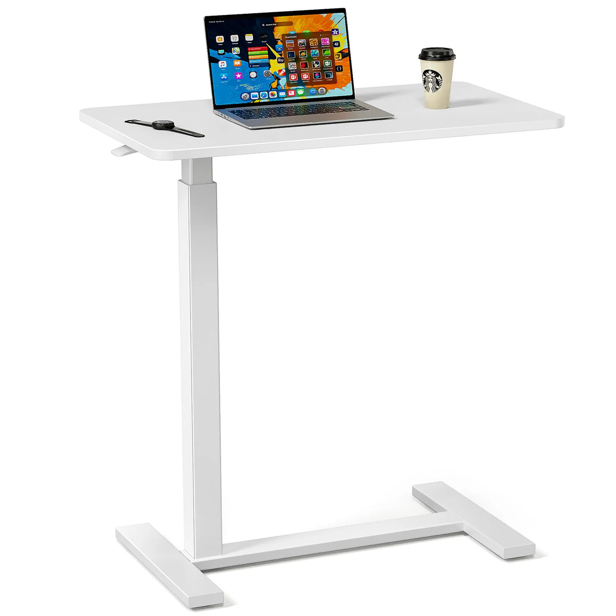 JHK Adjustable Overbed Table With Metal Frame For Bedroom