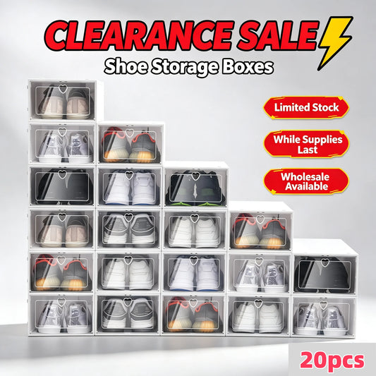 Bymaocar Stackable Shoe Storage Boxes With Side Flap Design