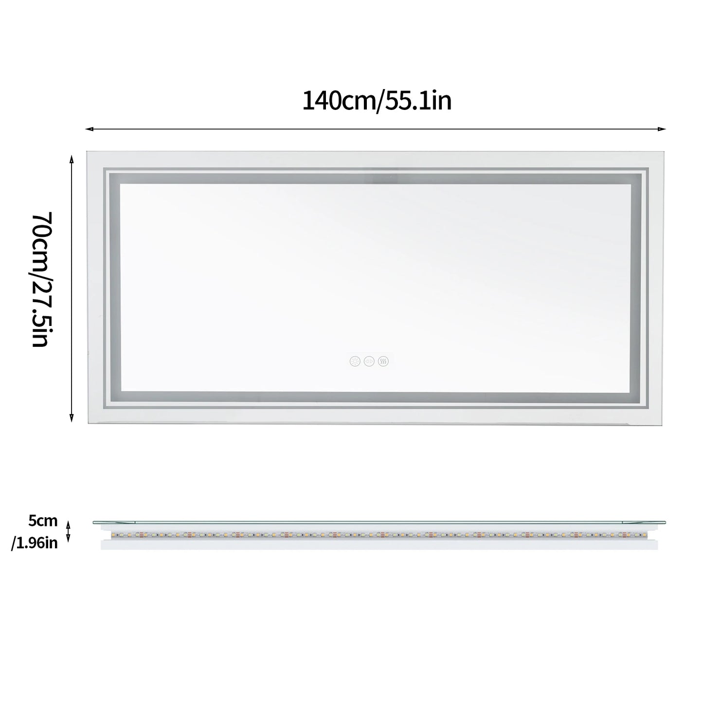 Illuminated LED Bathroom Mirror With Front And Backlit Lights