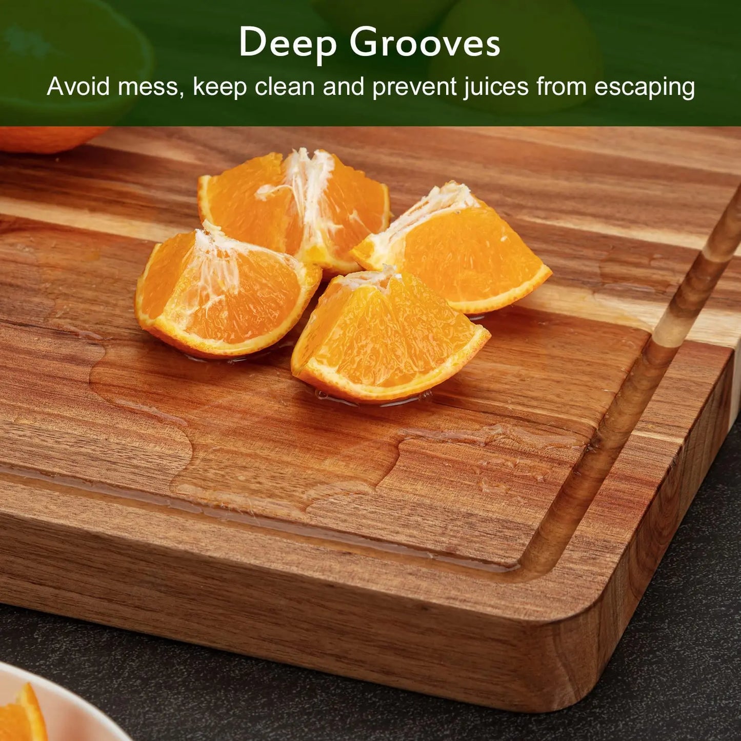 Acacia Wood Cutting Board With Handle And Juice Groove For Kitchen