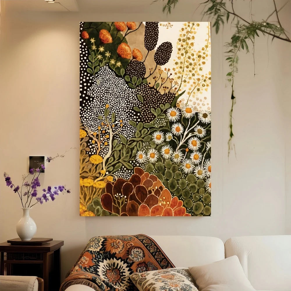 Framed Modern Abstract Botanical Wall Art Canvas Painting