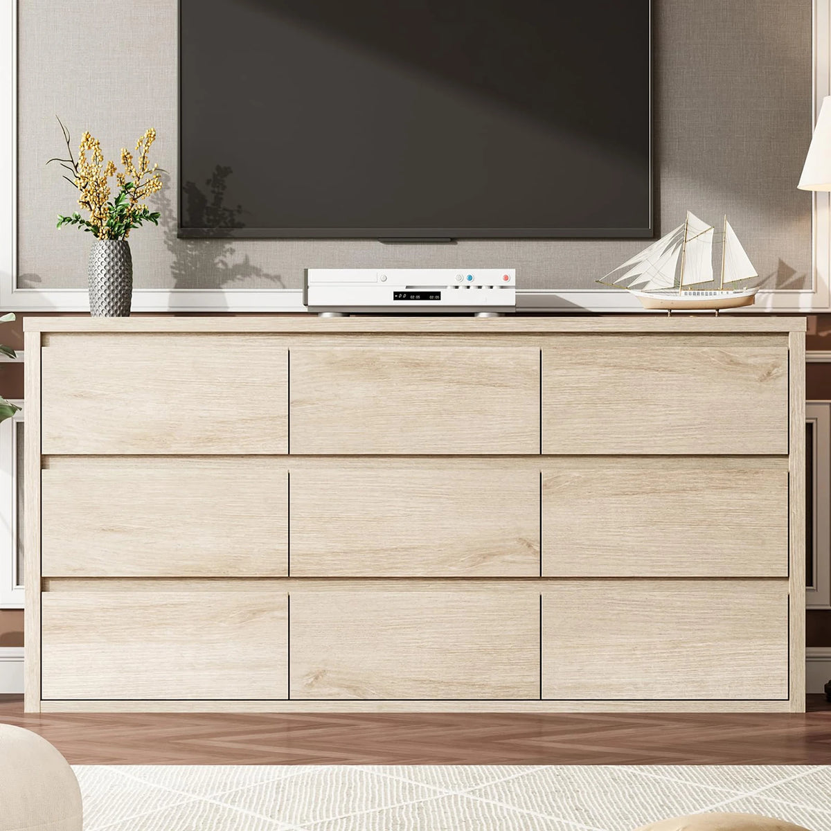 Acekool Modern Wood Nine Drawer Bedroom Storage Dresser