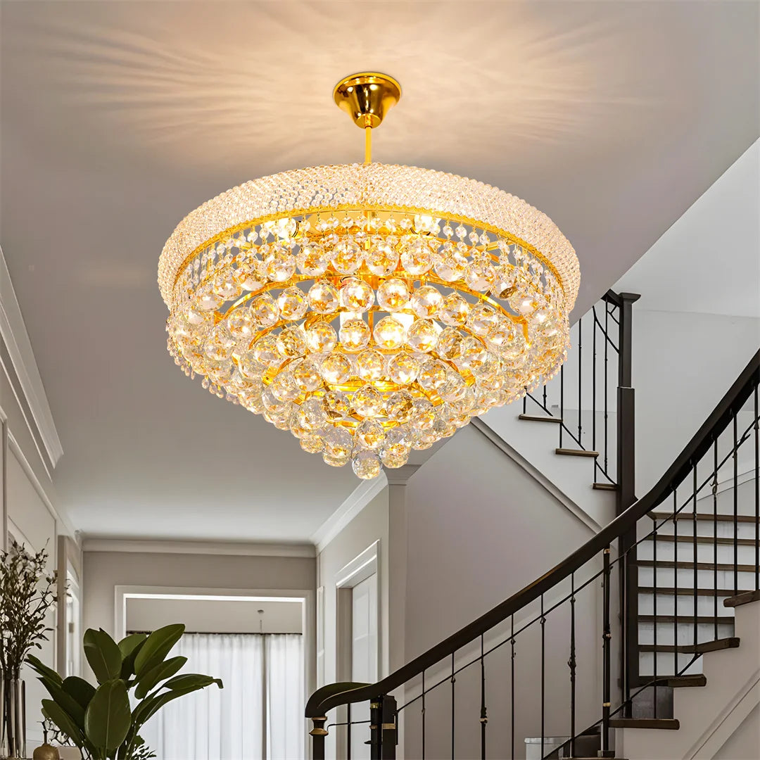 Vrygle Gold Crystal Chandelier Pendant Light With Adjustable Chain