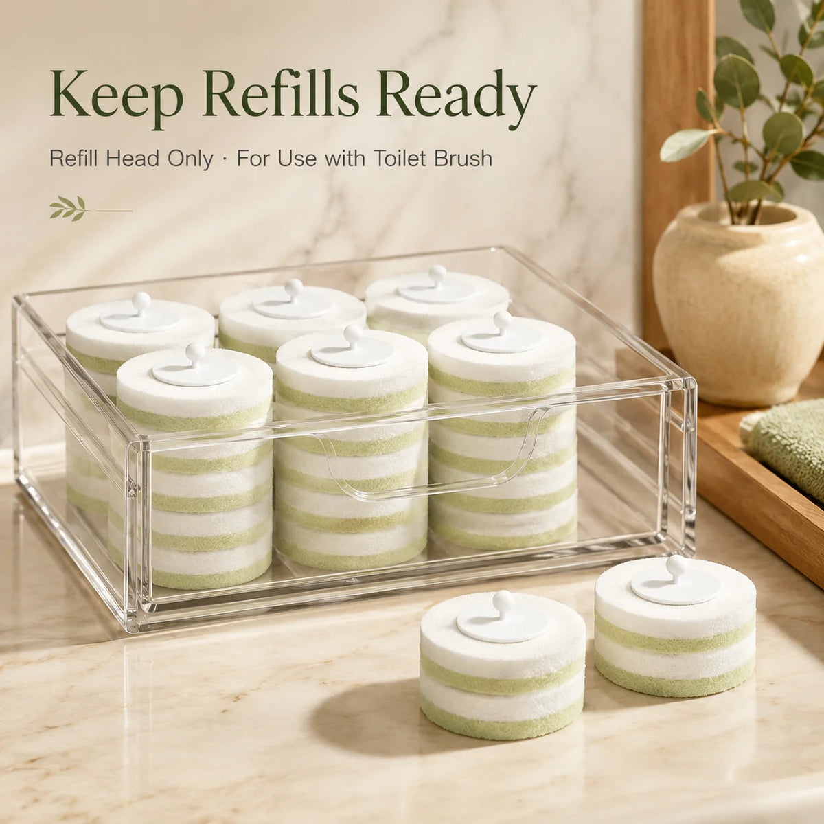 Joybos Disposable Toilet Brush Replacement Refill Heads