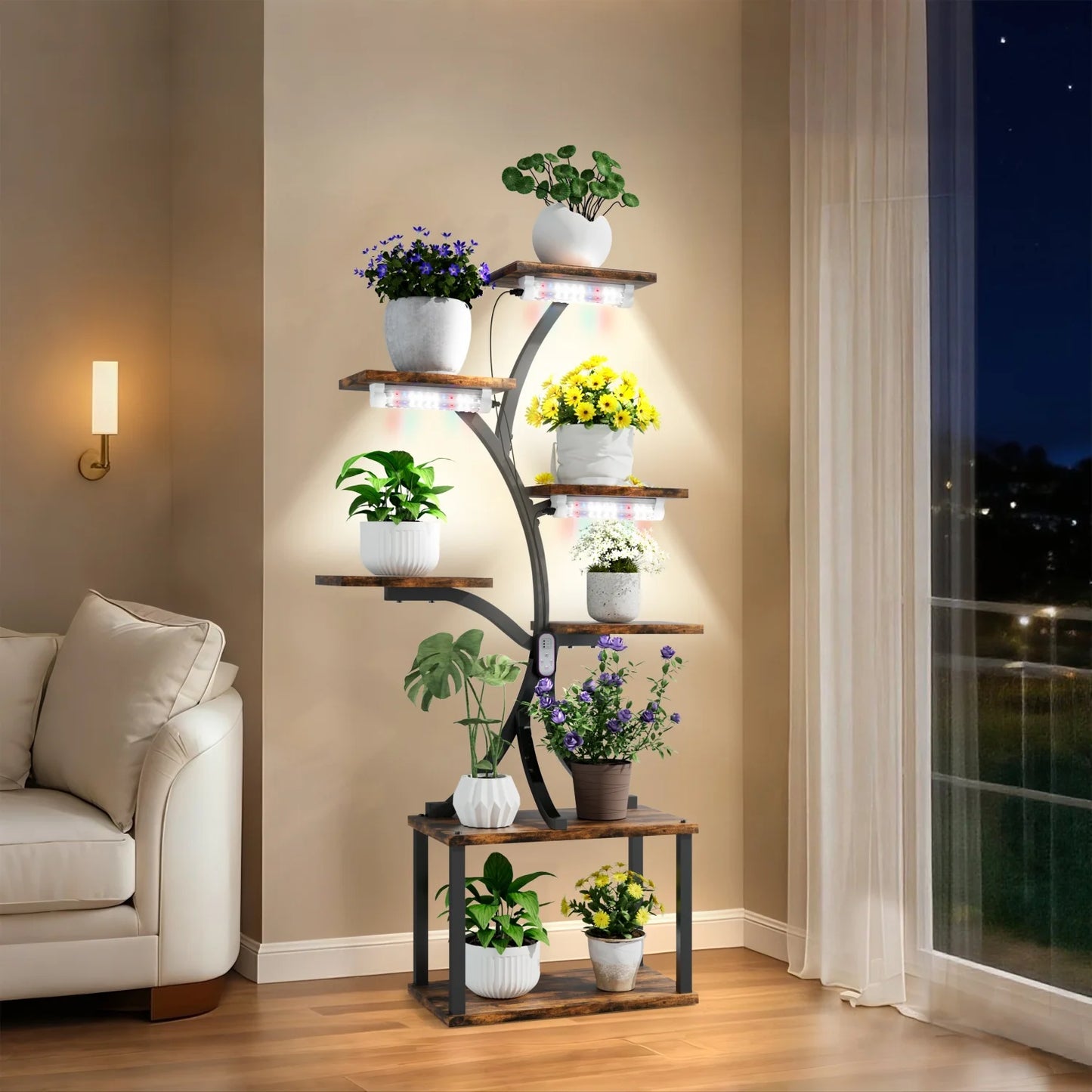 7 Tier Tree Shaped Plant Stand Metal Flower Pot Display