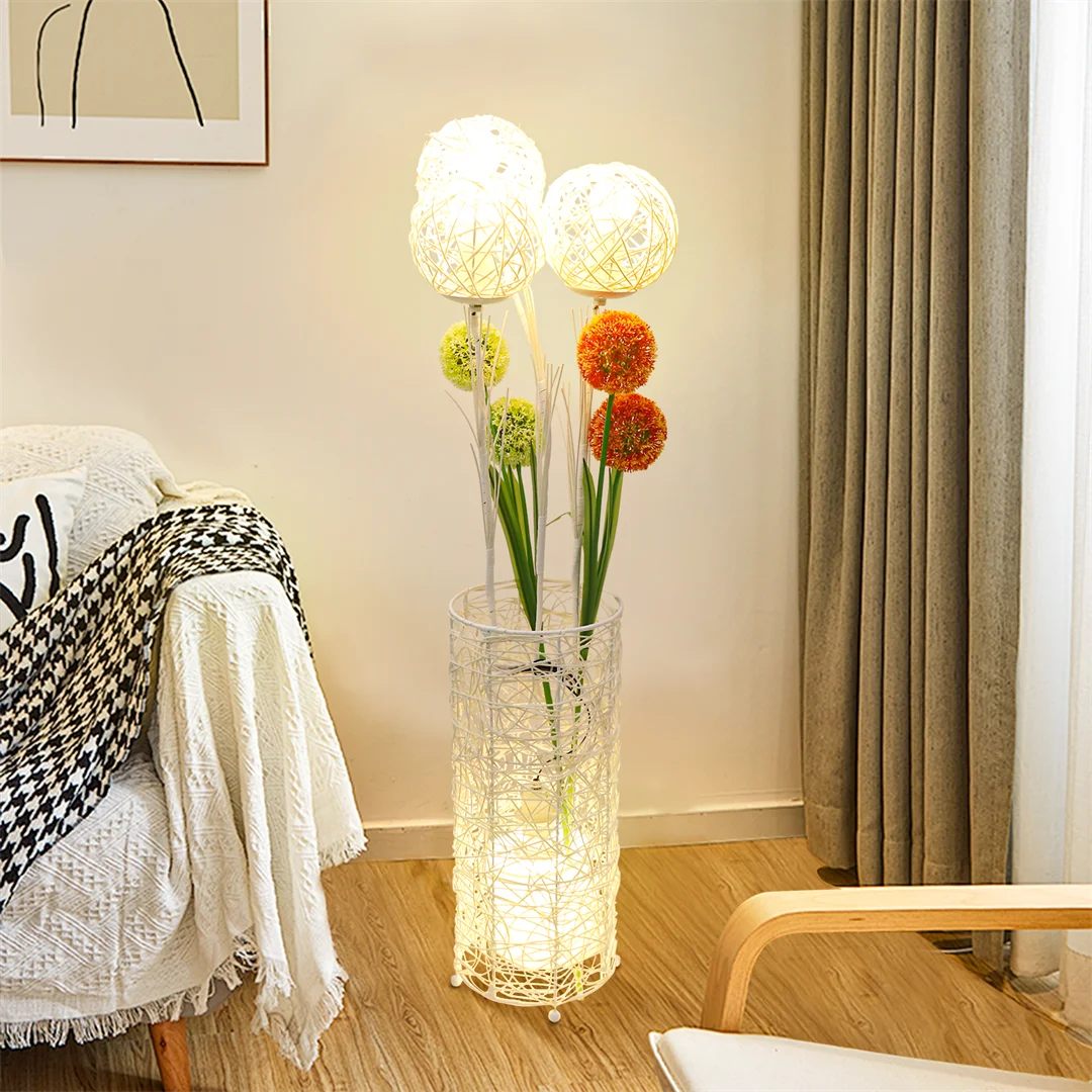 Luvodi Modern Rattan Floor Lamp For Living Room Decor